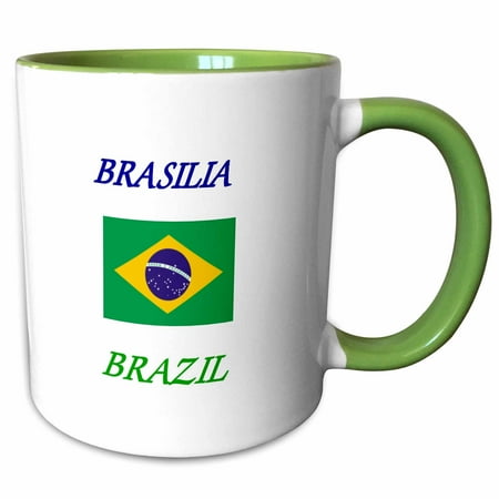 3drose Image of Words Brasilia Brazil with Flag 15oz Two-tone Green Mug