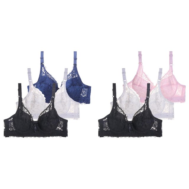 (2-Pack) Rinsvye Women Full Cup Underwire Bra Set Stretchy Fabric Various Sizes Available Stylish Trendy Look Everyday Comfort