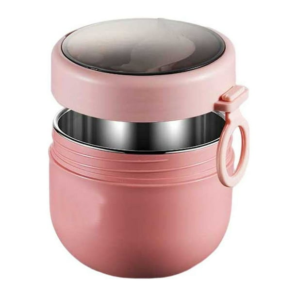 Inteprter Fiambrera de 600ml de acero inoxidable, portátil, para escuela, senderismo, comida, frutas, contenedor de desayuno, fiambrera lavable para Mostrada Rosado Inteprter HA072903-03