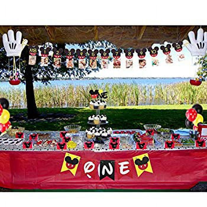 JoyBo Mickey Mouse First Birthday Highchair Banner Mickey Mouse Birthday  Decorations Mickey Mouse Balloons For Kids Mickey Mouse 1st Birthday Party