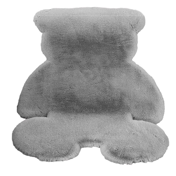 Bonita alfombra de dormitorio suave con forma de oso, peluda, para habitación de niños, adolescentes y niñas, para sala de estar, color gris, 45 x 60