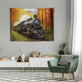 thumbnail image 2 of ONETECH  Steam Train Tapestry, Vintage Retro Old Engine Train Tapestries Antique Train on Railroad Track Express Train Railways Nature Tapestry Wall Hanging for Bedroom Dorm Living Room, 2 of 7