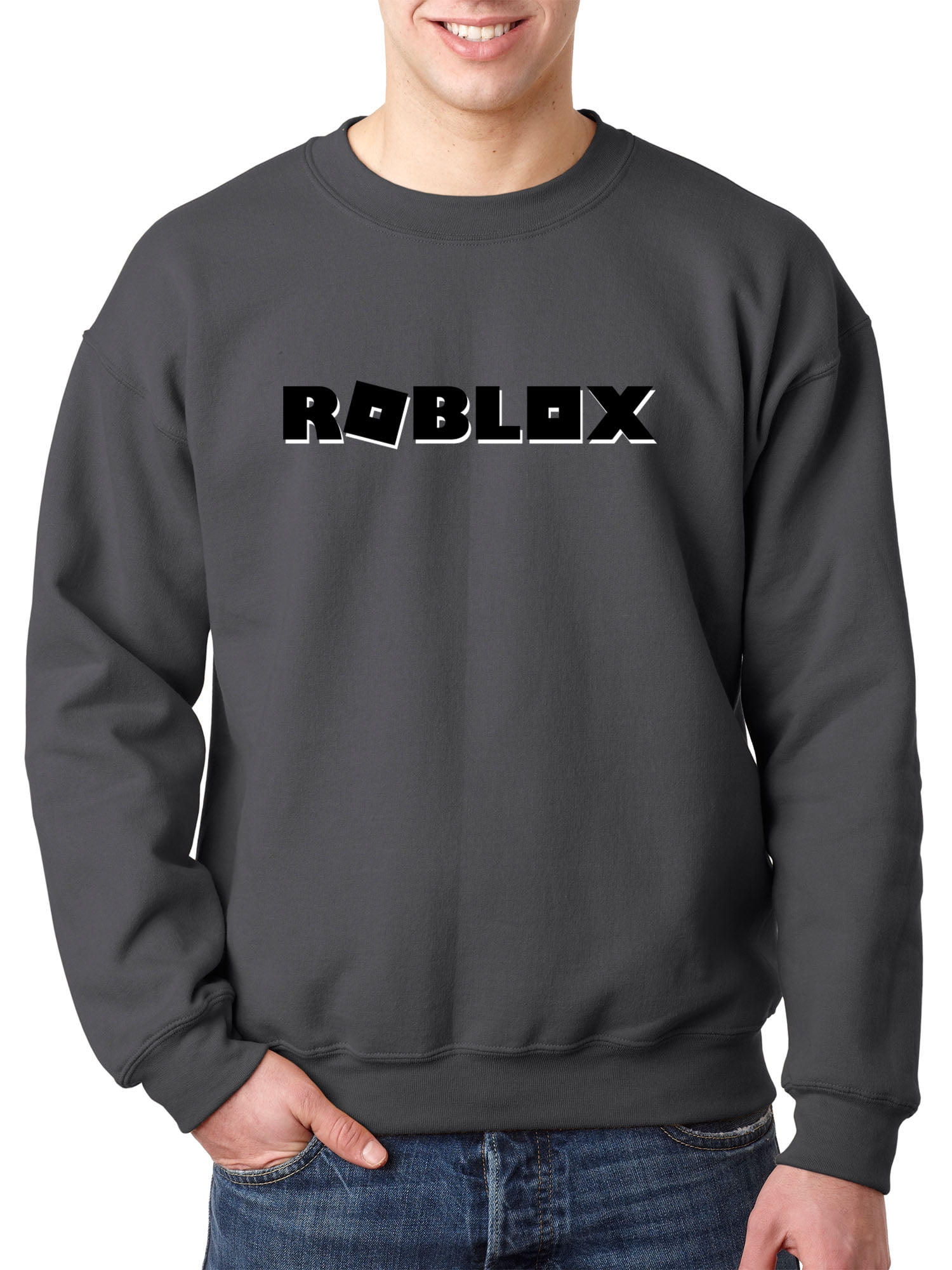 New Way 1168 Crewneck Roblox Block Logo Game Accent Sweatshirt Xl Charcoal Walmart Com - hoodie free roblox t shirt