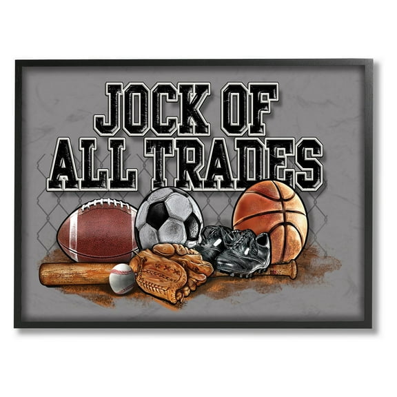 The Stupell Home Decor Collection Jock Of All Trades Sports Balls Framed Texturized Art