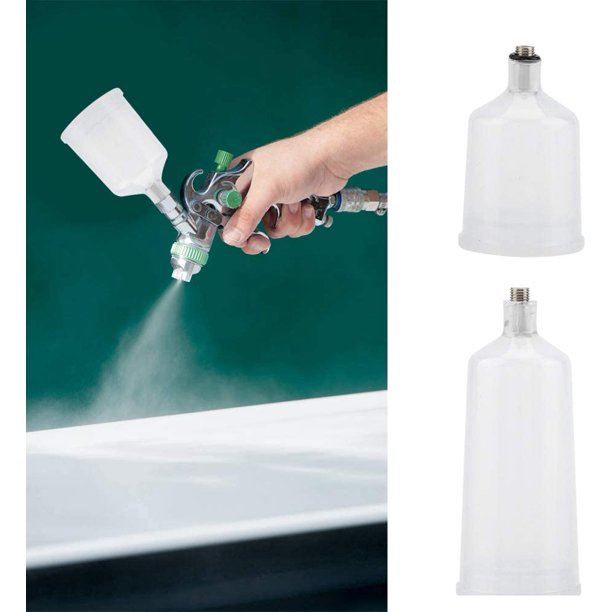 Pistola de pintura de plástico, taza para pistola, aerógrafo, accesorios para ollas, regadera para aerógrafo, taza de pintura en aerosol, conector roscado, parte 2 unids/set, blanco ZefeiWu 8390606870735