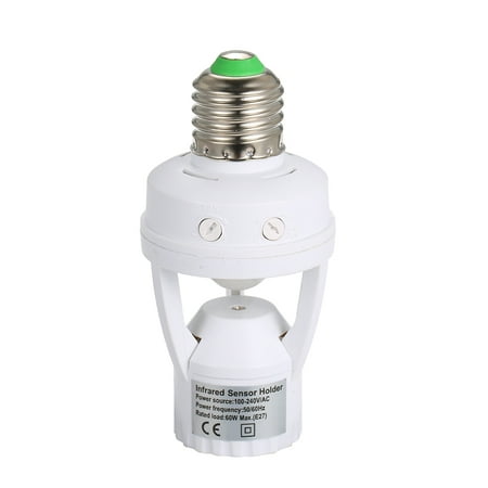 Sensitive PIR Motion Sensor E27 LED Bulb Base Socket Infrafed Automatic Light Lamp Holder Switch for Walk-in Closet Laundry Room Garage Bathroom Aisle