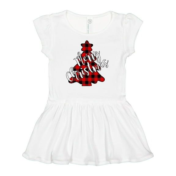 Inktastic Red Buffalo Plaid Christmas Tree Girls Baby Dress