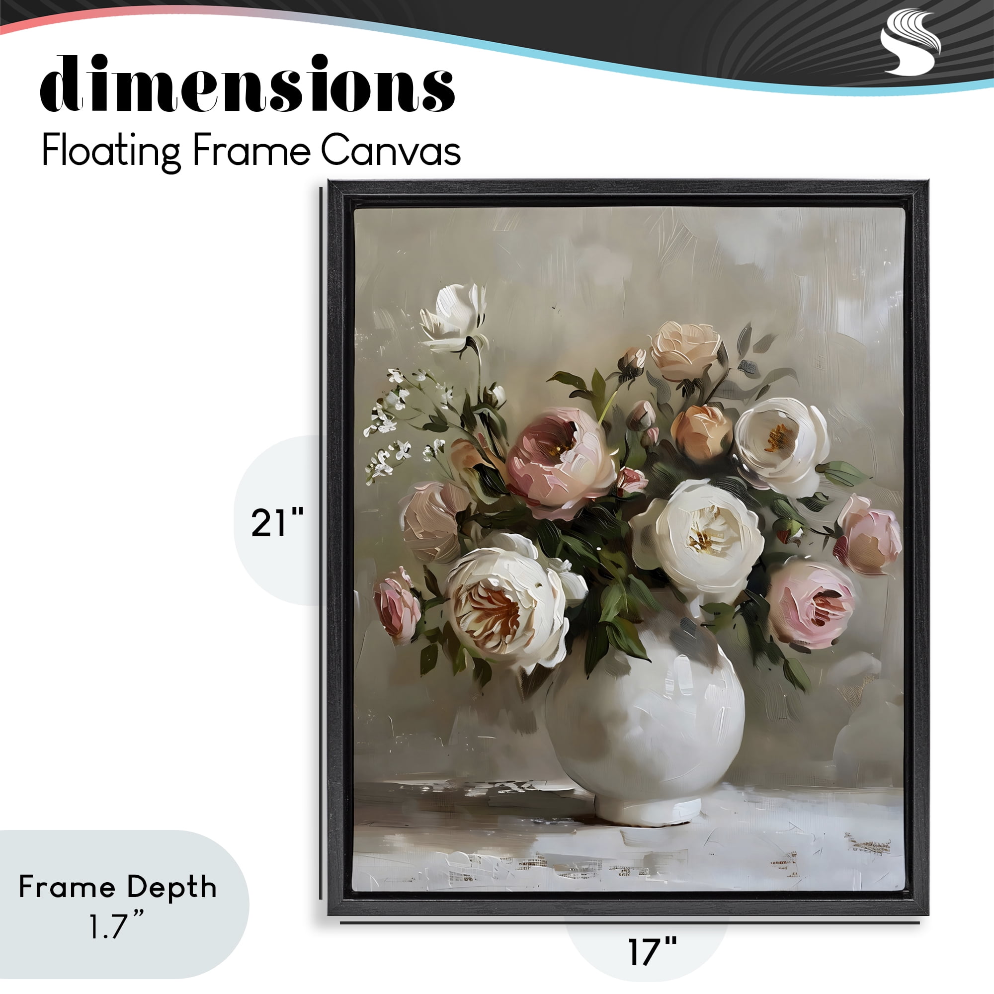 Stupell Industries Peony Blooms Bouquet Vase Black Framed Floater Canvas Wall Art, design by Creative Studio
