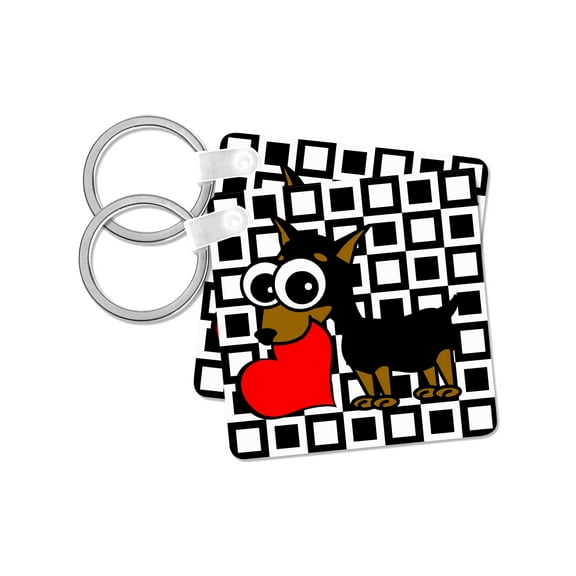 3dRose, Miniature Pinscher Has My Heart, set of 2 Key Chains