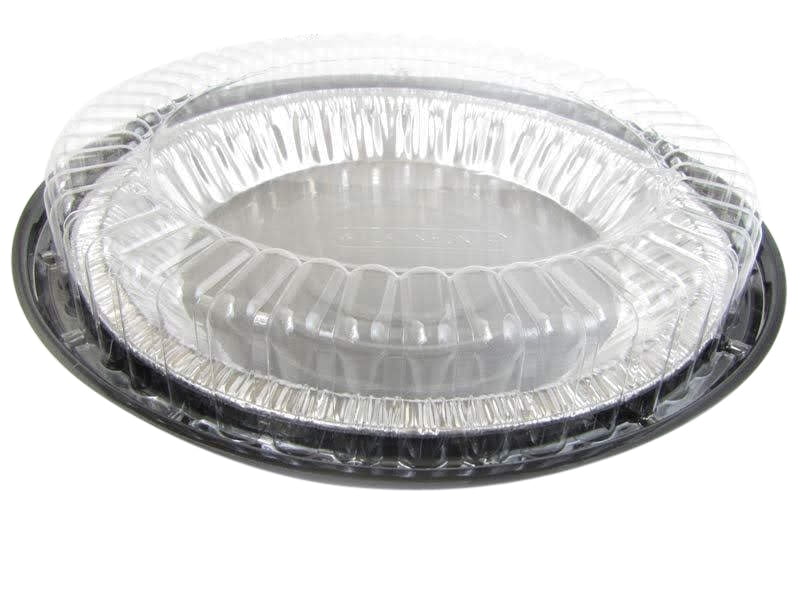 10" Disposable Plastic Low Dome Pie Container with 10" pie pan #WH44 10 Inch Aluminum Pie Pans With Lids