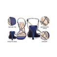 thumbnail image 4 of BLISSFUL STEP Glitter Stiletto Heel Slingback Strap Square Toe Sandals for Women Navy Blue 7, 4 of 8