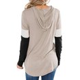 thumbnail image 4 of Women Color Block Long Sleeve Drawstring Hooded Sweatshirt Top, 4 of 6