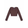 thumbnail image 3 of Forever 21 WGA Square Neck Long Sleeve Top, Color-Brown, Size-M, 3 of 5
