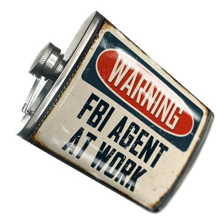 

NEONBLOND Flask Warning Fbi Agent At Work Vintage Fun Job Sign