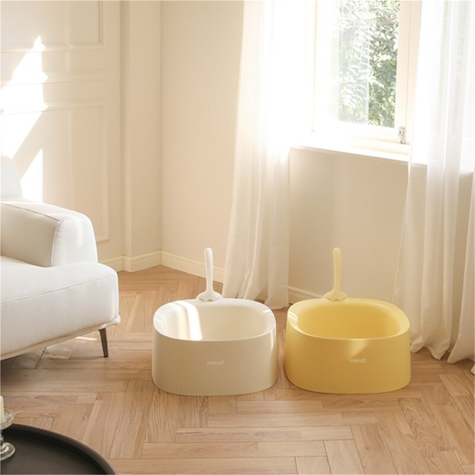 Find concave meoof oversized open cat litter box semi-closed cat toilet cat excrement shovel large space Anti-splash