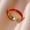 thumbnail image 5 of Anillos cuadrados de circonita cúbica para hombres y mujeres, acero inoxidable, Color dorado, cristal, anillo de boda, joyería de lujo, regalo, 5 of 5