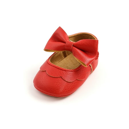 

Wazshop Baby Loafers Soft Sole Mary Jane Flats Bow Shoes Comfort Round Toe Casual Shoe Toddler Boys Girls Moccasin Cute Lightweight Red Bow 5C