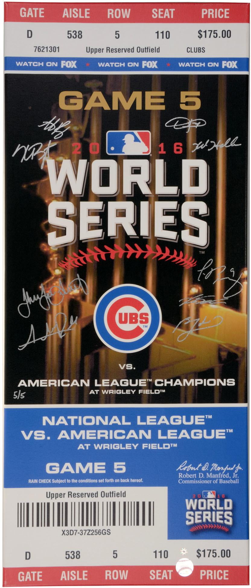 Chicago Cubs 2016 MLB World Series Champions Autographed Mega Ticket