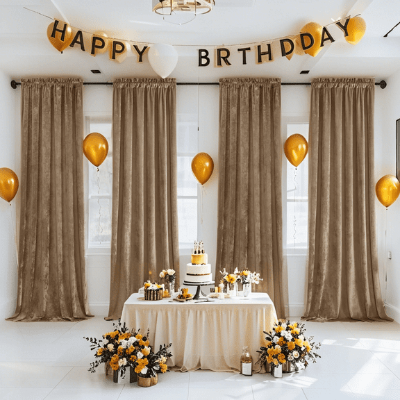 Crushed Velvet Curtains with Rod Pocket Luxurious Thermal Insulated Soundproof Drapes for Birthday Soft and Durable Light-Filtering Window Treatments, 4 Panels