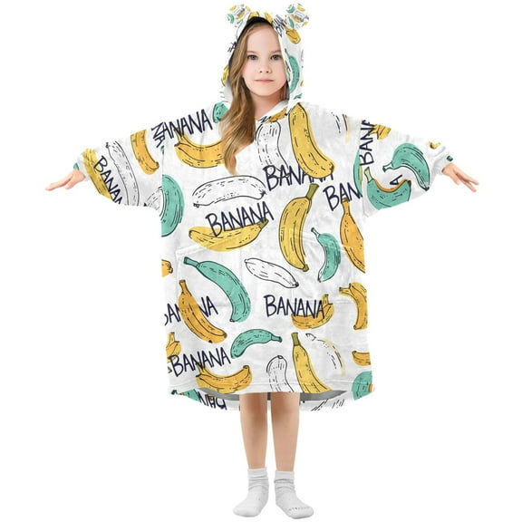 joogoo Wearable Blanket Hoodie for Cartoon Bananas Oversized Sherpa Hooded 3-14 YR M