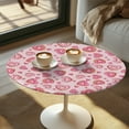 thumbnail image 2 of SEANATIVE 4 Pieces Cocktail Table Cover Stretch Round Tablecloth with Elastic Edge Table Topper Cap Table Decor for Bar Pub Party Restaurant, Love Heart-shaped Cookie Valentine's Day Pink, 2 of 7