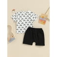 thumbnail image 5 of Musuos 2Pcs Toddler Boy Summer Outfits 6M 12M 18M 24M 3Y Short Sleeve Rainbow Print T-Shirt + Elastic Pocket Shorts Set Casual Clothes, 5 of 10