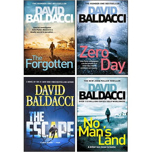 Pre-Owned John Puller Series 4 Books Collection Set By David Baldacci (The Escape, The Forgotten, Zero Day, No Mans Land)
