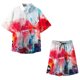 thumbnail image 5 of Conjunto casual de blusa y pantalones de playa de manga corta con estampado de botones para hombre Pompotops  oipoqjl36112, 5 of 5