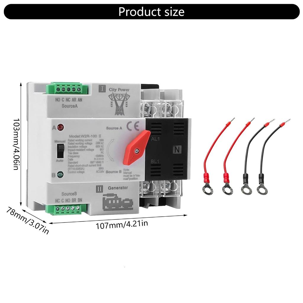 Double Power Automatic Transfer Switches 2P 100A Changeover Switches Enduring