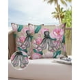 thumbnail image 6 of Pack of 2 Outdoor Pillow Covers, Octopus Spring Pink Flower Bloom Vintage Background Waterproof Square Throw Pillowcase Cushion Decorative Pillow Covers for Couch Patio Tent, 26x26 in, 6 of 6