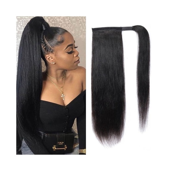 Ponytail Extension Human Hair Wrap Around Ponytail Hair Extension 8-26 Inch Straight Remy Hair Magic Paste Ponytail Clip in Hair Piece