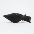 thumbnail image 2 of [On feet & in love] Women's Satin Pointed Toe Slingback Heels - Elastic Strap Stiletto Pumps with Fabric-Covered Circular Ring Detail,Black,7.5, 2 of 7