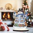 thumbnail image 1 of Decoración de mesa de arte de diamante de muñeco de nieve de Navidad de madera para decoración de escritorio de oficina en casa, 1 of 9
