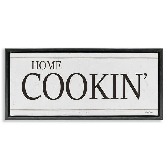 Stupell Industries Home Cookin' Phrase Food & Beverage Painting Black Floater Framed Art Print Wall Art, 25 x 11