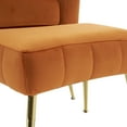 thumbnail image 5 of Ktaxon Accent Arm Chair with Ottoman Stool, Velvet Upholstered Club Chair with Lumber Pillow and Footrest Pumpkin Shape Sofa Orange, 5 of 9
