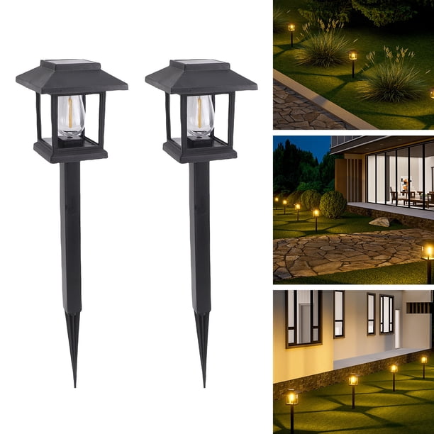 Luz Solar Al Aire Libre, 2 Piezas De Estaca De Tierra Con Encendido Y Apagado Automático, Luz Solar Para Camino IP44 A Prueba De Agua Para Pasarela