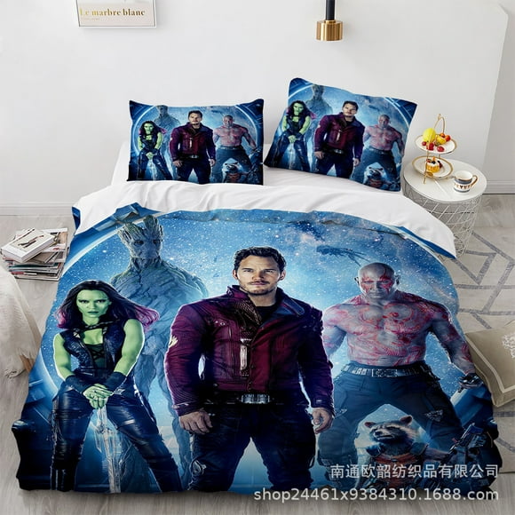 Guardians Of The Galaxy Bedding Quilt Cover, Three-Piece Set, Soft Microfiber, 3D Printed Duvet Cover-Youyoupin