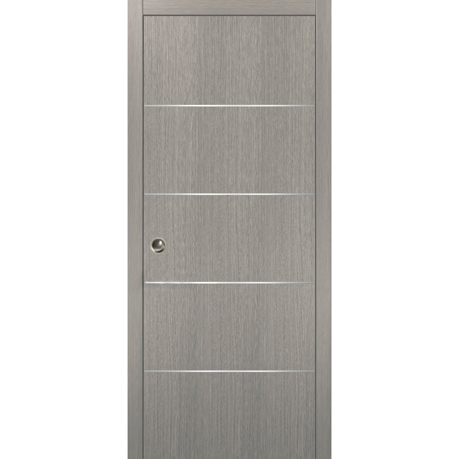 Modern Pocket Door 30 x 80 with Frames Planum 0020 Grey Oak Kit Trims Rail Hardware Solid Modern Pocket Door 30 x 80 with Frames Planum 0020 Grey Oak Kit Trims Rail Hardware Solid
