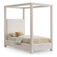 thumbnail image 1 of Bowery Hill Contemporary Cream Linen Textured Fabric Twin Bed, 1 of 9