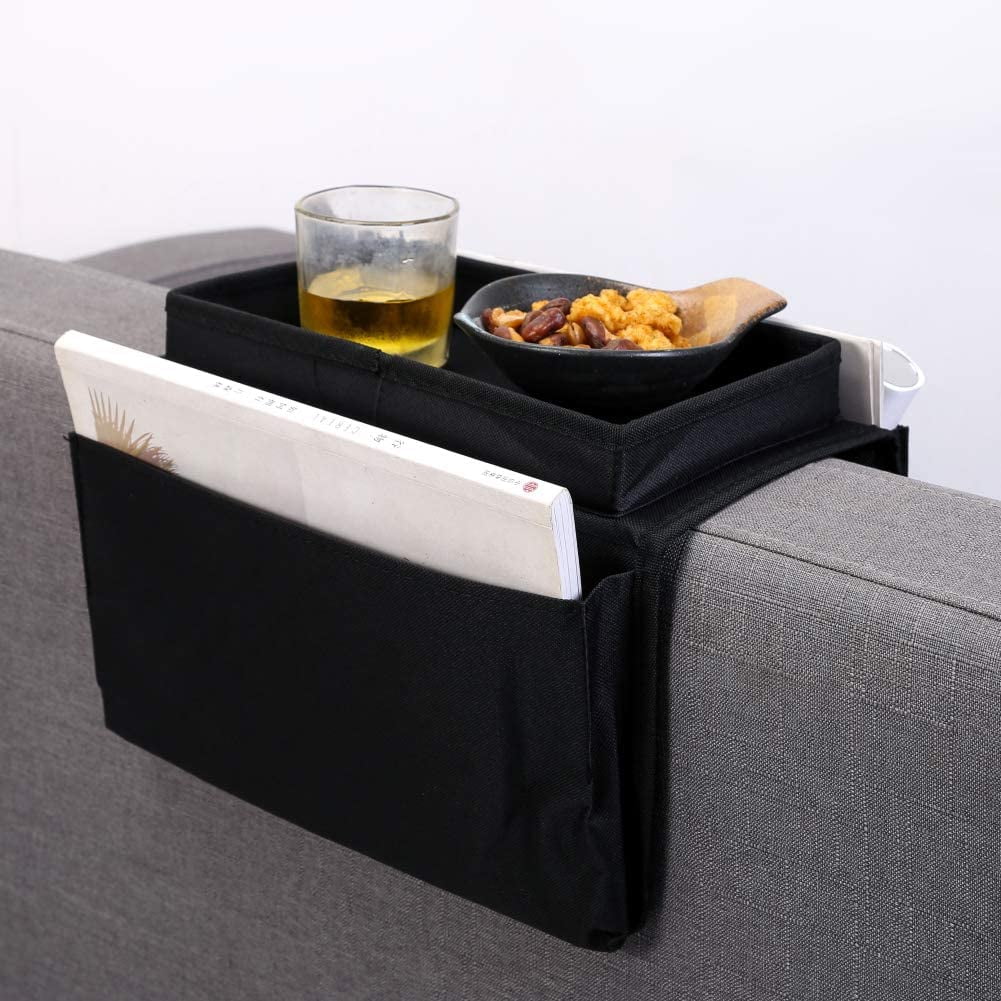 Black WINOMO Arm Rest Organiser Pocket Waterproof Remote Control Mobile Phone Tablets Bed Tray 