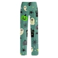 thumbnail image 7 of IYYVV Women Halloween Pajamas Pants Cute Pumpkin Skull Ghost Funny Print PJs Bottoms Causal Soft Long Lounge Pants Sleepwear 2026 Green L, 7 of 7