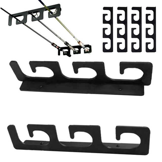 Musbetu 4Pcs Fishing Rod Holder 6-Rod Positions Fall-resistant Strong Load Bearing Detachable Wall Ceiling Fishing Pole Holder Angling Tool