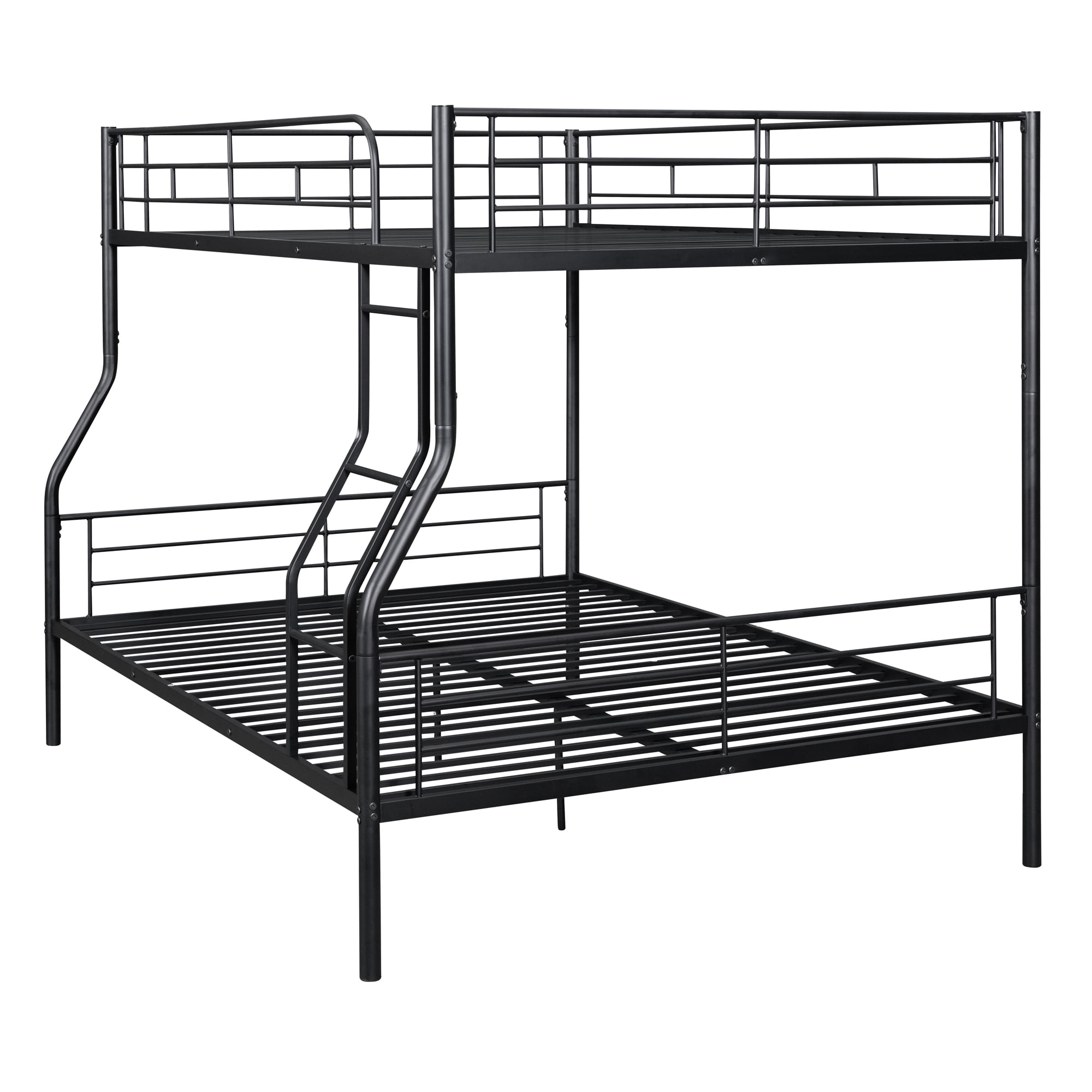 Full XL Over Queen Bunk Beds for Adults,Heavy-Duty Metal Bunk Bed Frame with Non-Slip Ladder and Safety Full-Length Guardrails for Kids Teens Adults,Space-Saving,Black