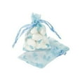 thumbnail image 2 of Lot of 24 Light Blue Baby Boy Shower Footprint Organza Drawstring Favor Bags, 2 of 2