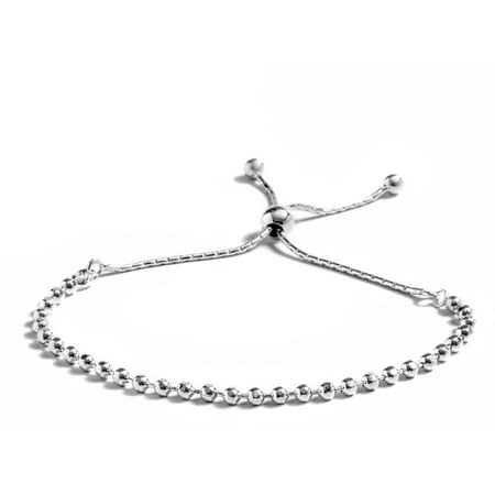 PORI Jewelers Sterling Silver Diamond-Cut Ball Adjustable Bracelet