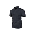 thumbnail image 5 of Yifymode Men's Classic Fit Short Sleeve Polo Shirt, Breathable Textured Fabric with Contrast Trim for Casual Wear Dark Gray 3XL, 5 of 5