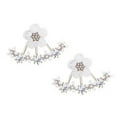 thumbnail image 7 of UDIYO Women\'s Flower Zircon Ear Jacket Korean Style Copper Ear Studs Earrings Jewelry, 7 of 7