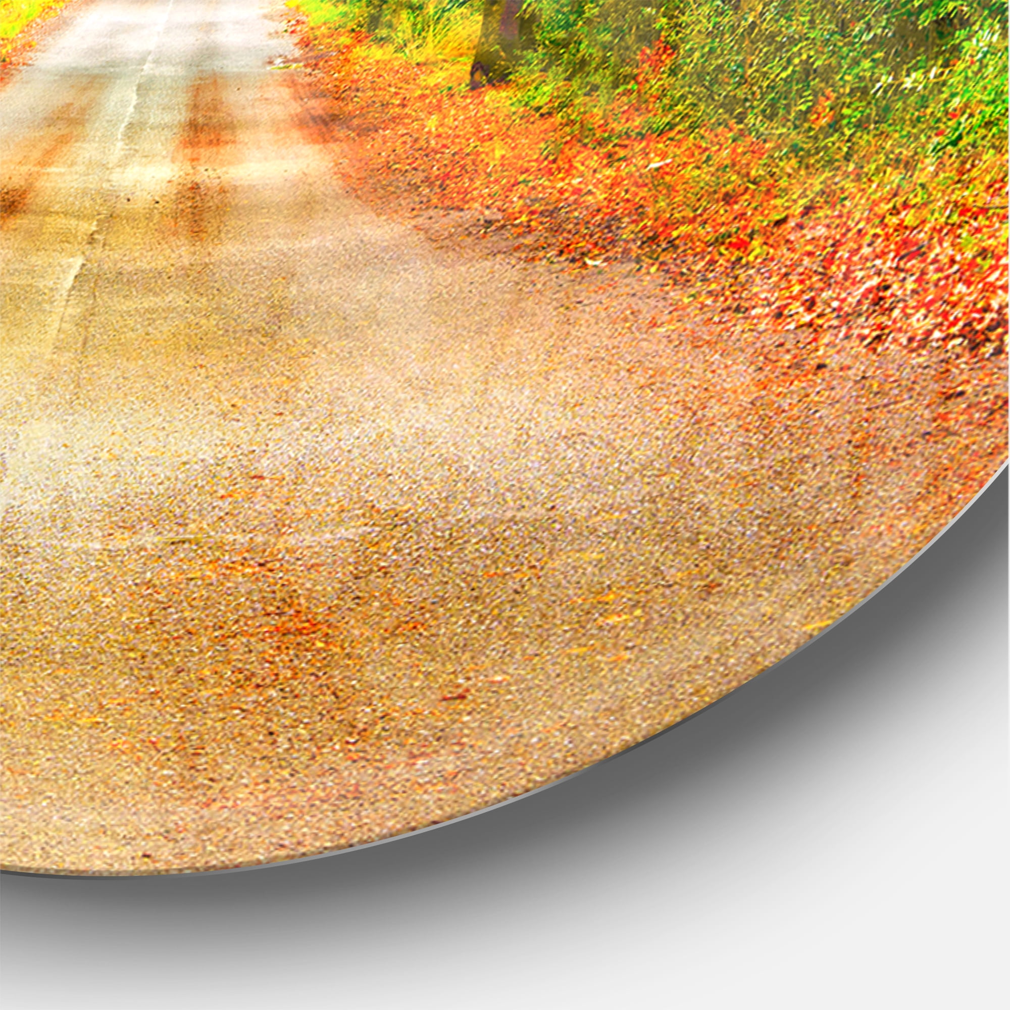 Designart 'Fall Greenery and Road Straight Ahead ' Farmhouse wall clock