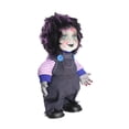 thumbnail image 1 of Muñeca fantasma de Halloween, muñeca aterradora de Halloween, movimiento aterrador, luz, decoración espeluznante, muñeca de casa embrujada, accesorios Chico morado, 1 of 10