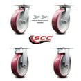 thumbnail image 2 of 8 Inch Poly on Aluminum Caster Set with Roller Bearing 2 Swivel Lock and 2 Rigid, 2 of 2